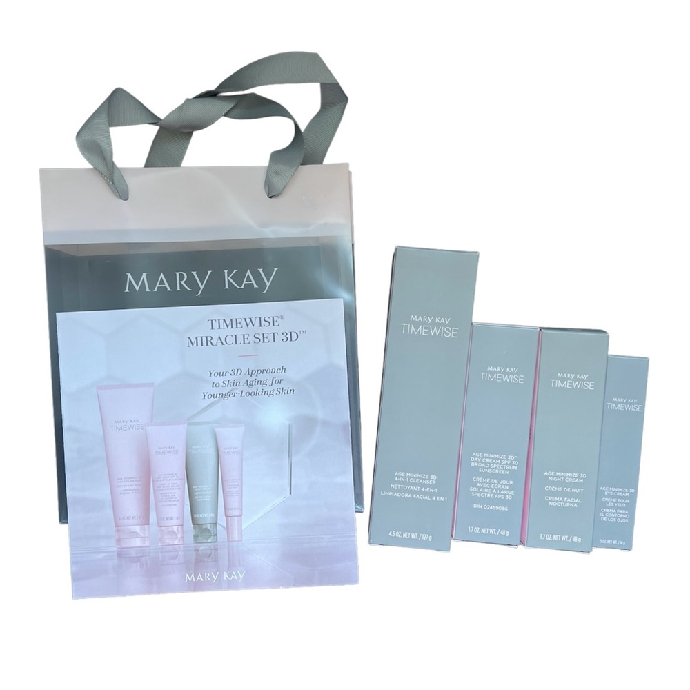 New Mary Kay Timewise Miracle Set 3D Antiaging Skincare Cleanser Sunscreen Cream